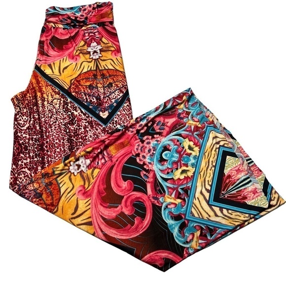 J Red Boho Hippie Aztec Wide Leg Palazzo Pants Women's Size L Tall - Picture 5 of 14